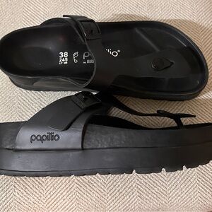 Papillio Black Chunky Platform Thong Sandals